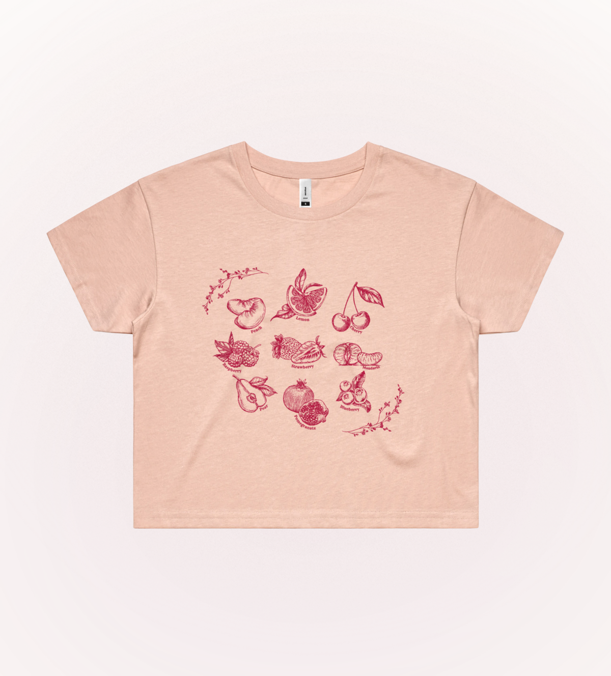 Feelin' Fruity Crop Tee – close-up | Rosewood & Co