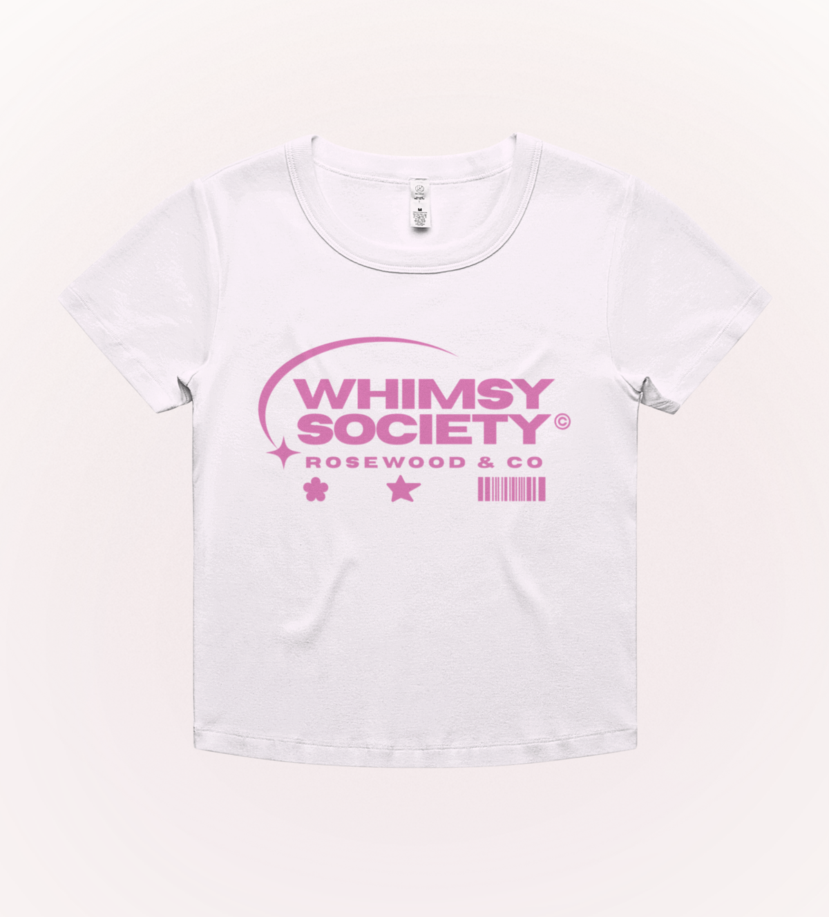 Whimsy Society Baby Tee – close-up | Rosewood & Co